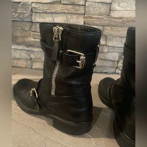 Gucci Black leather moto boots